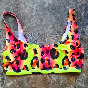 Neon leopard print bikini top size 32DDD Asos